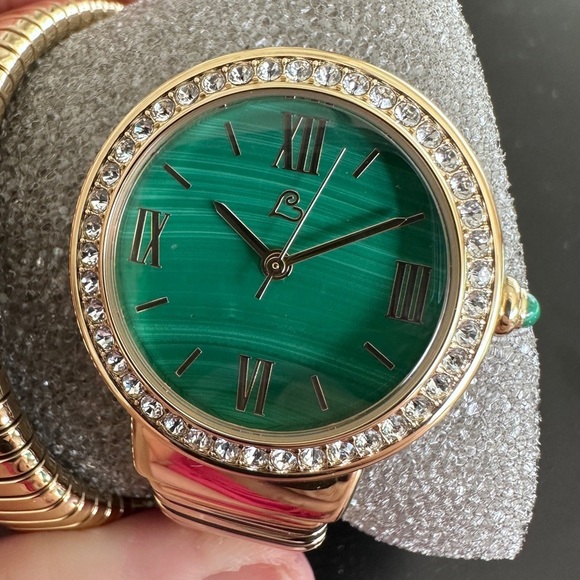 Malachite gold tone coil watch by Colleen Lopez - Picture 4 of 8
